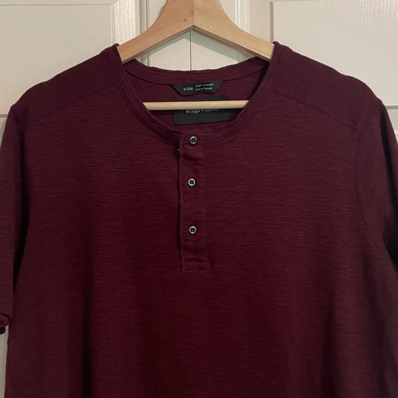 Wings + Horns Short Sleeve Burgundy Henley Large-XL - Picture 1 of 6